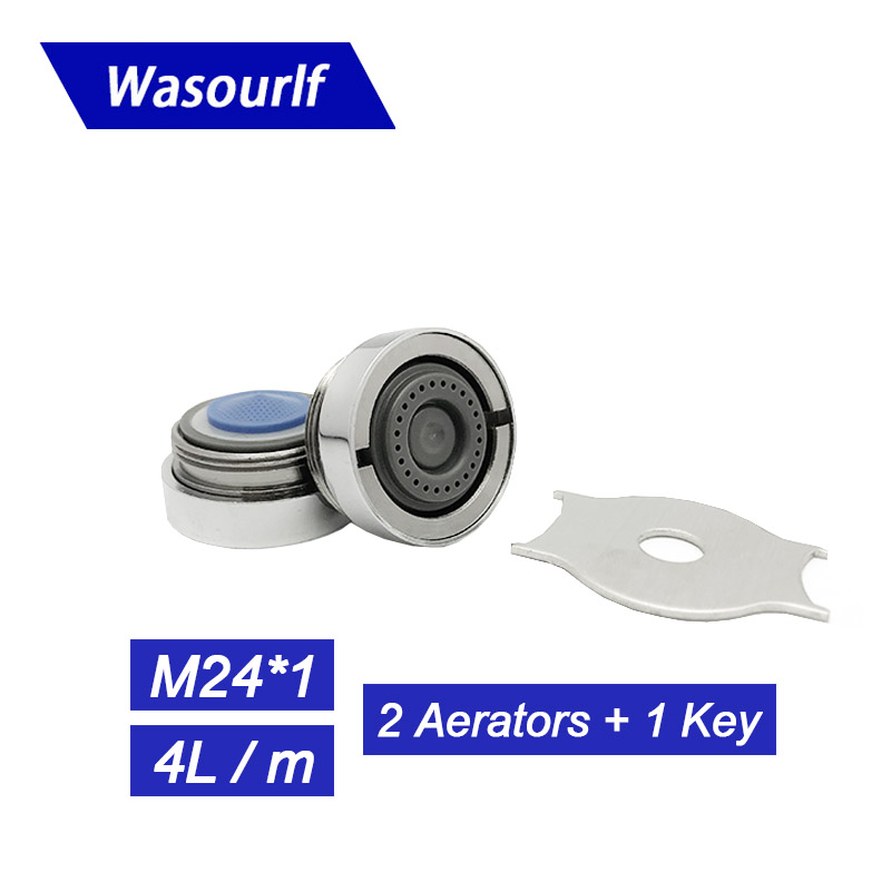 Wasourlf 2 stk.  m24 udvendigt gevind vandbesparende belufter 4l med nøgleforebyggende messingskal