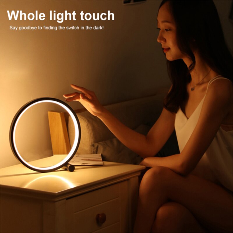 LED Table Lamp For Bedroom Circular Acrylic Desk Lamp For Living Room Dimmable Bedside Lamp Round Night Light