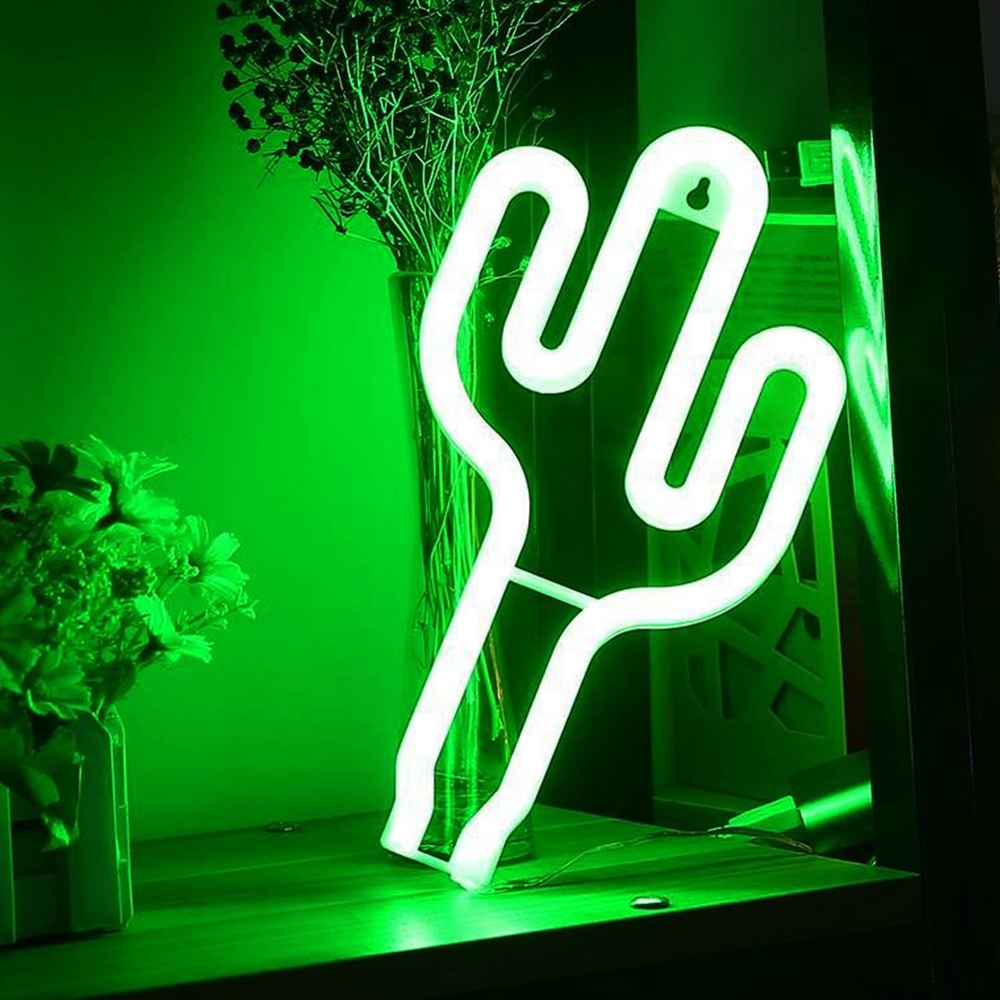 Vihreä kaktus neon valokyltit led koristeet valot akku- ja usb-käyttöiset kaktuslamput neonkyltit syttyvät lastenhuone makuuhuone