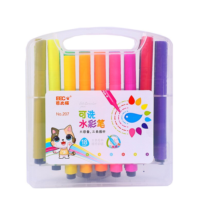 12/18/24/36 Colors Art Marker Pen Watercolor Pencils Drawing Set Art Supplies Graffiti Pen Washable Markers for Kids: 18color