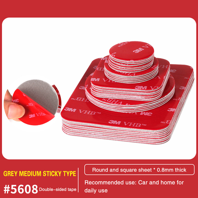 3M 5PCS Vierkant 50mm Dubbelzijdige Tape Vhb Gestanst Type Waterdicht Schuim Zwarte Tape Ronde Vierkante Auto Sterke 3M Dubbelzijdige Tape