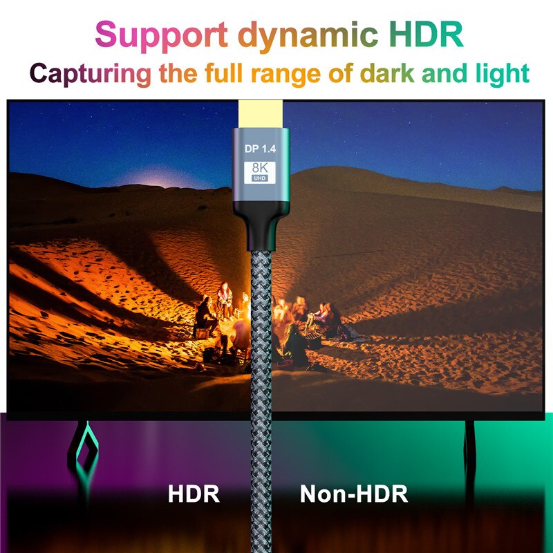 8K Displayport Cable,Anmck Bidirectional Steady Transmission DP to DP 1.4 8K@60Hz Cable UHD Nylon Braided Display Port Lead