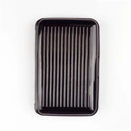 Tarjetero de aluminio para hombre, estuche rígido con bloqueo, billetera, tarjeta de crédito sólida, escaneo Anti-RFID, protección, tarjetero, 1 ud.: Negro