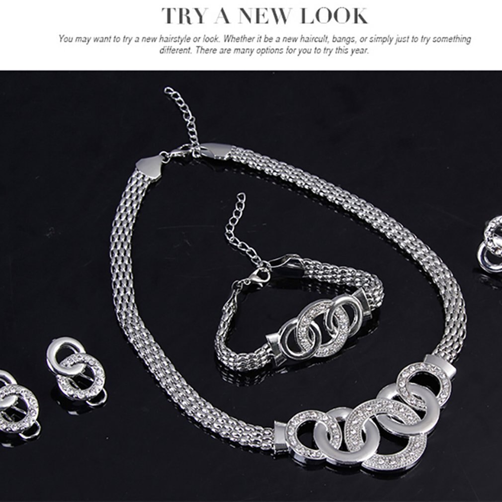 Oor Nagel Ketting Vier Stukken Pak Verzilverd Legering Oorbellen Water Hanger Sieraden Vrouwen Kit