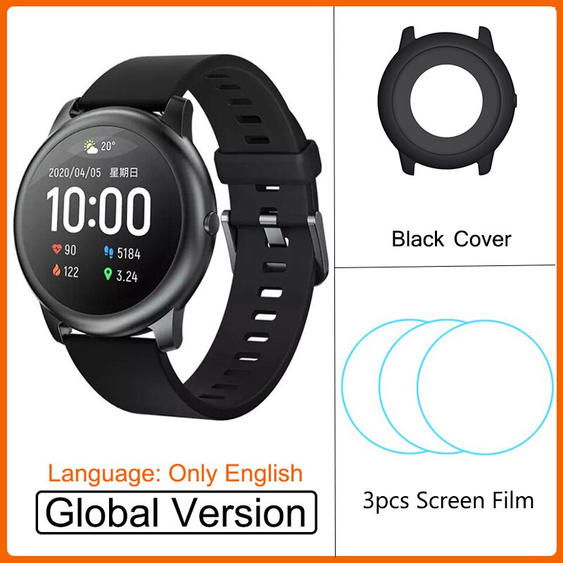 Xiaomi Haylou Solar LS05 Smart Watch Sport Metal Heart Rate Sleep Monitor IP68 Waterproof iOS Android Global Version for Youpin: Add Black Case