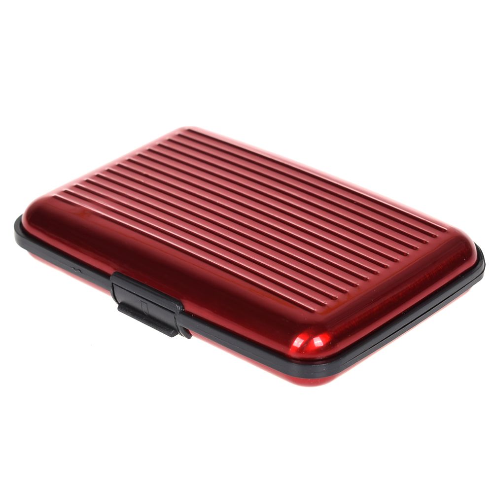 1Pc Metal Business Credit Card Pocket Id Kaarthouder Case Wallet Box Mini Antimagnetic Waterdichte Aluminium Kaarten Houder: red