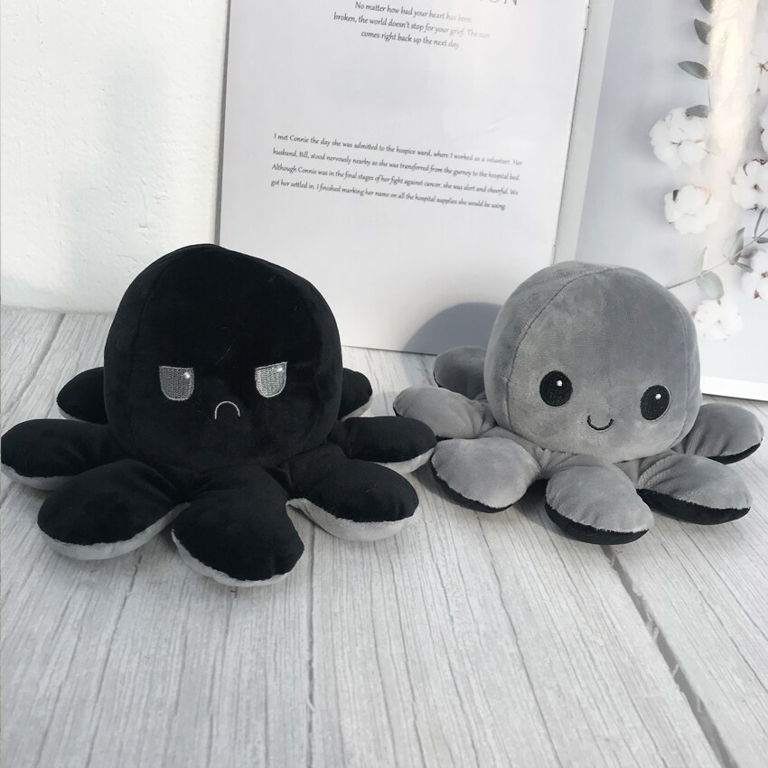 Flip Octopu Stuffed Plush Doll Different Sides To Show Different Moods Soft Simulation Reversible Plush Toy For Children: D-20X20X10cm