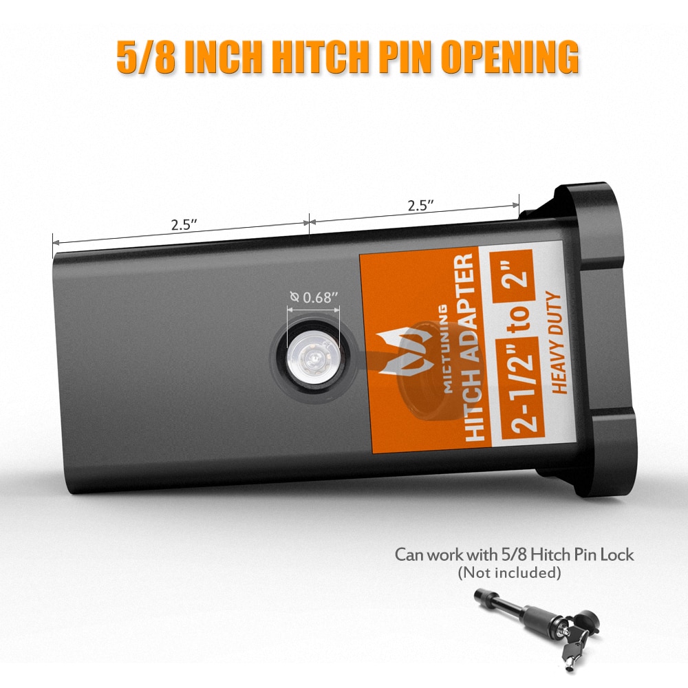 MICTUNING 2-1/2" Class V to 2" Class III&amp;IV Trailer Hitch Receiver Adapter Reducer Sleeve Convertor for Bike Rack Cargo Carrier