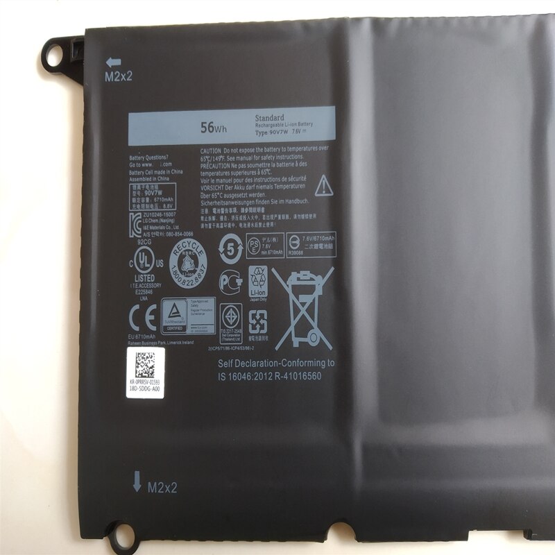 90V7W Voor Dell Xps 13 9343 9350 13D-9343 13D-9350 JD25G Jhxpy 5K9CP RWT1R 0Drrp DIN02 0N7T6 Originele Laptop batterij 56Wh