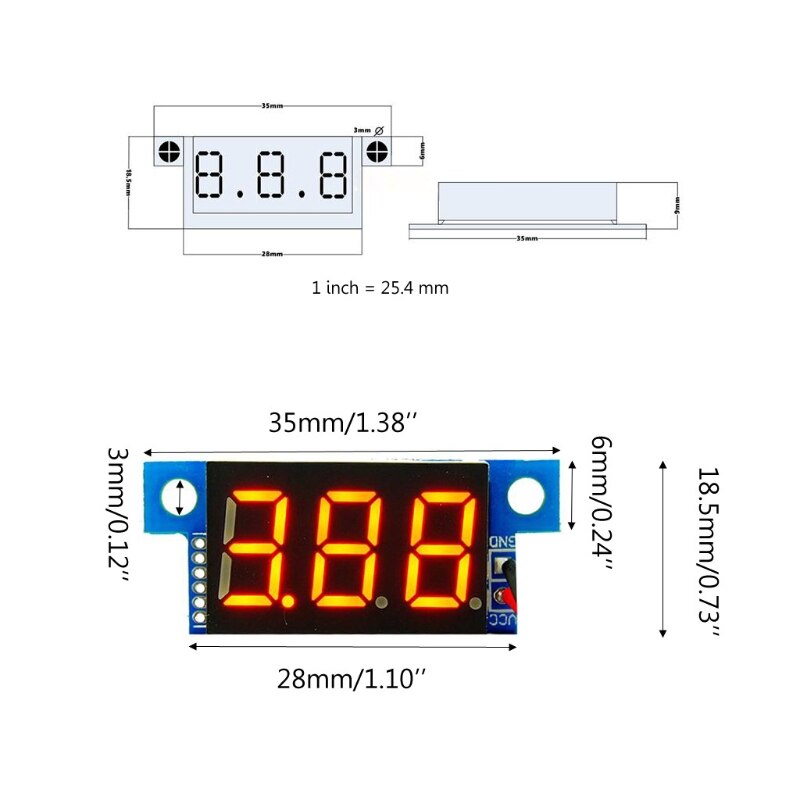 Ootdty  dc0-10a digital led amperemeter nuværende panel meter 0.36in modul omvendt beskyttelse