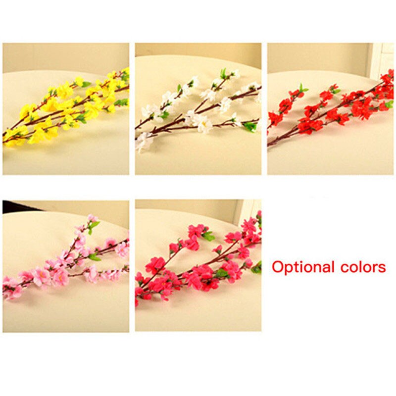 1PC 65CM Artificial Cherry Spring Plum Peach Blossom Branch Silk Flower Home Wedding Decorative Flowers Plastic Peach Bouquet