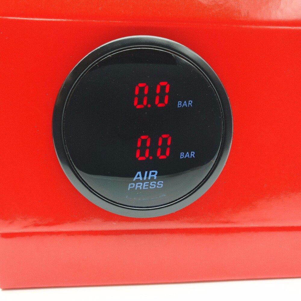 52mm Dual Air Pressure Gauge RED LED air suspension Air ride gauge with 2pieces 1/8NPT electrical sensors