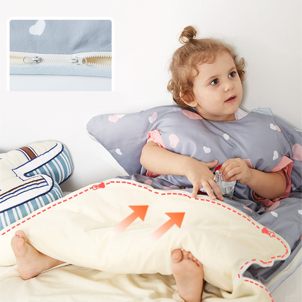 Bomuld baby børn sovepose quilt småbørn lur måtte med aftagelig pude vinter baby anti-kick sovepose tegneserie quilt