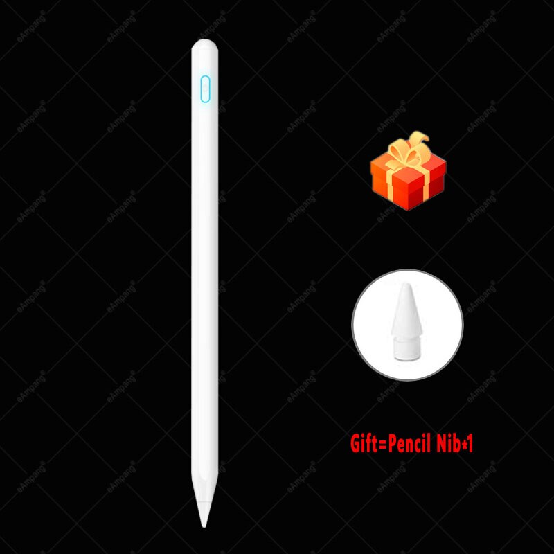 Tilt Pressure Stylus Pen for Apple iPad Pencil iPad Air 4 10.9 Pro 11 12.9 10.2 7th 8th Generation Palm Rejection: white