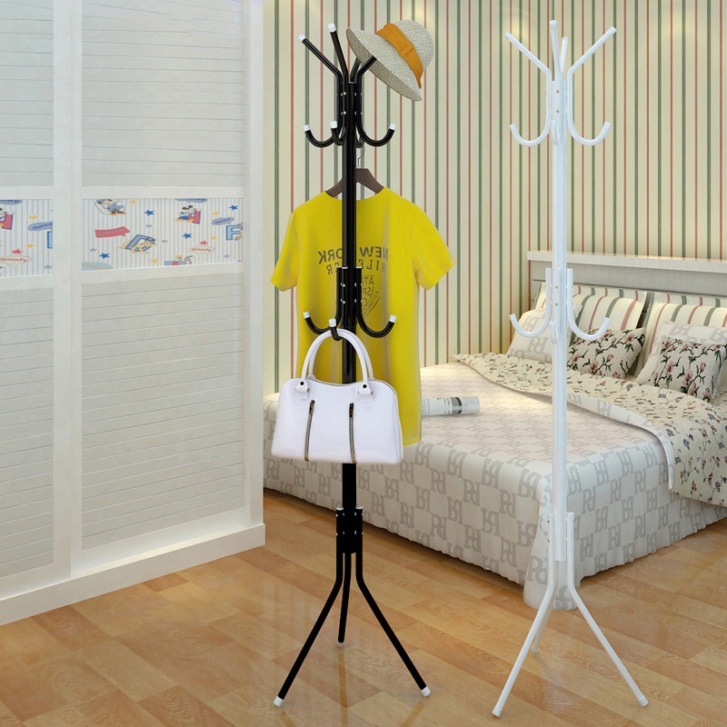 Modern Simplicity Household Coat Rack Foor Bedroom Hanger Floor-Standing Simple Multi-Function Single Pole 12 Hook