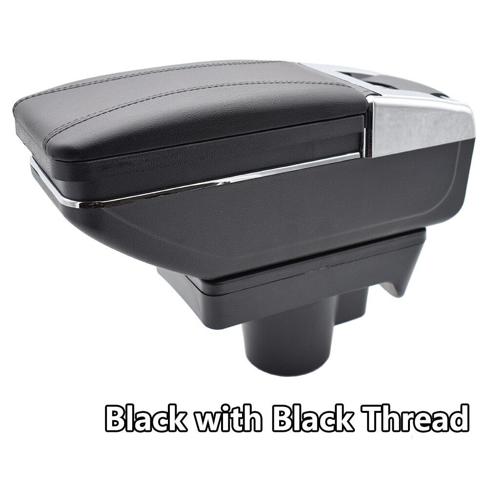 For Opel Astra H 2004 Storage Box Arm Rest Rotatable Cup Holder Armrest Black Leather: Black Thread