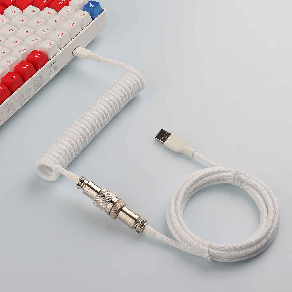 Cable de teclado Usb en espiral LANO, teclado en espiral negro, Cable Usb tipo C, conector de aviador de Metal, Cable de teclado Usb GX16 para juegos