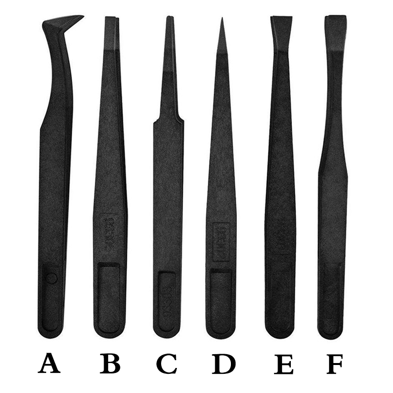 12 Size Anti-static ESD Plastic Tweezers Set Pointed Flat Curved Tips Tweezers for Electronics Phone PCB Repair Tools Kit
