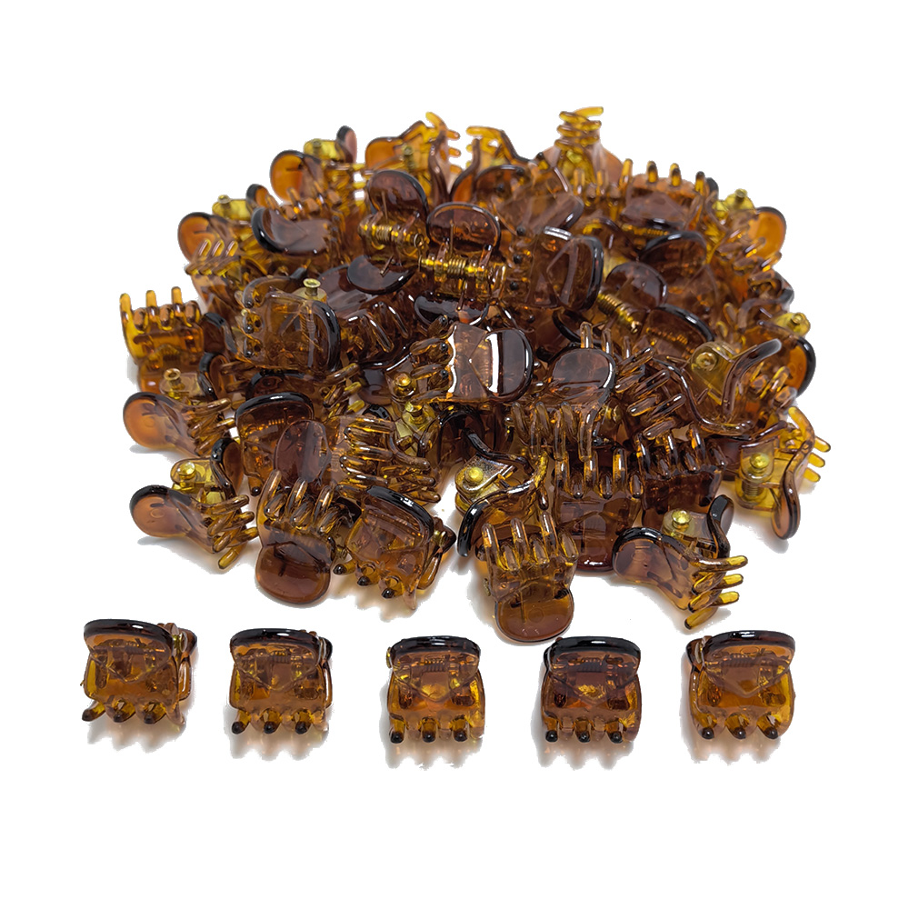 50 Stks/partij 1-1.5Cm Kleine Mini Haar Klauw Clips Zwart Bruin Doorzichtig Doorzichtig Plastic Clips Haarspeld Kids Haar Styling Klem Vrouwen: Koper