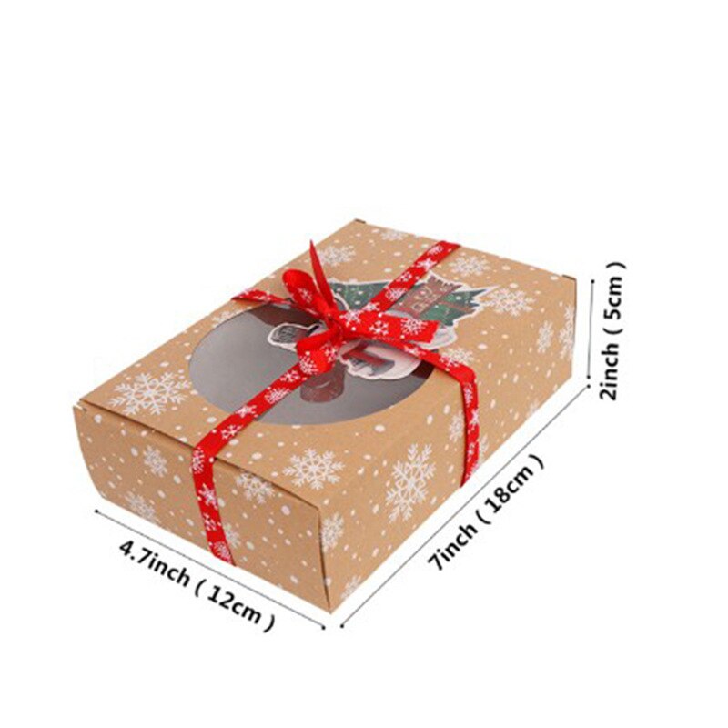 6/12/24 stk jul europæisk stil kraftpapirkasse kraftpapir julekagekasser med klart vindue