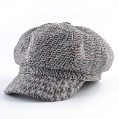 Gorros octogonales de tela de algodón para hombre, gorro de pintor a rayas para Newsboy, boinas informales de invierno para hombre, gorra Boina cálida de doble capa para otoño: Caqui