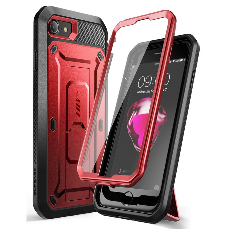 SUPCASE Für iPhone SE Fall Für iPhone 7/8 Fall UB Pro Robuste Holster Abdeckung Fall mit Gebaut-in screen Protector & Ständer: MetallicRed