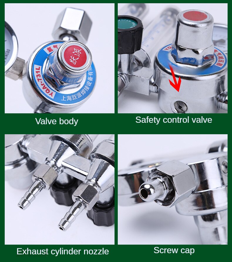 Double Tube 0-25Mpa Argon Regulator CO2 Mig Tig Flow-Meter Gas-Regulators Flowmeter Pressure Reducer