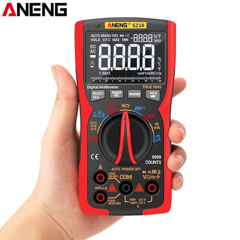 Aneng  sz18 9999 räknar true rms digital multimeter analog tester multimetro diy fyrkantvågsutgångstransistor
