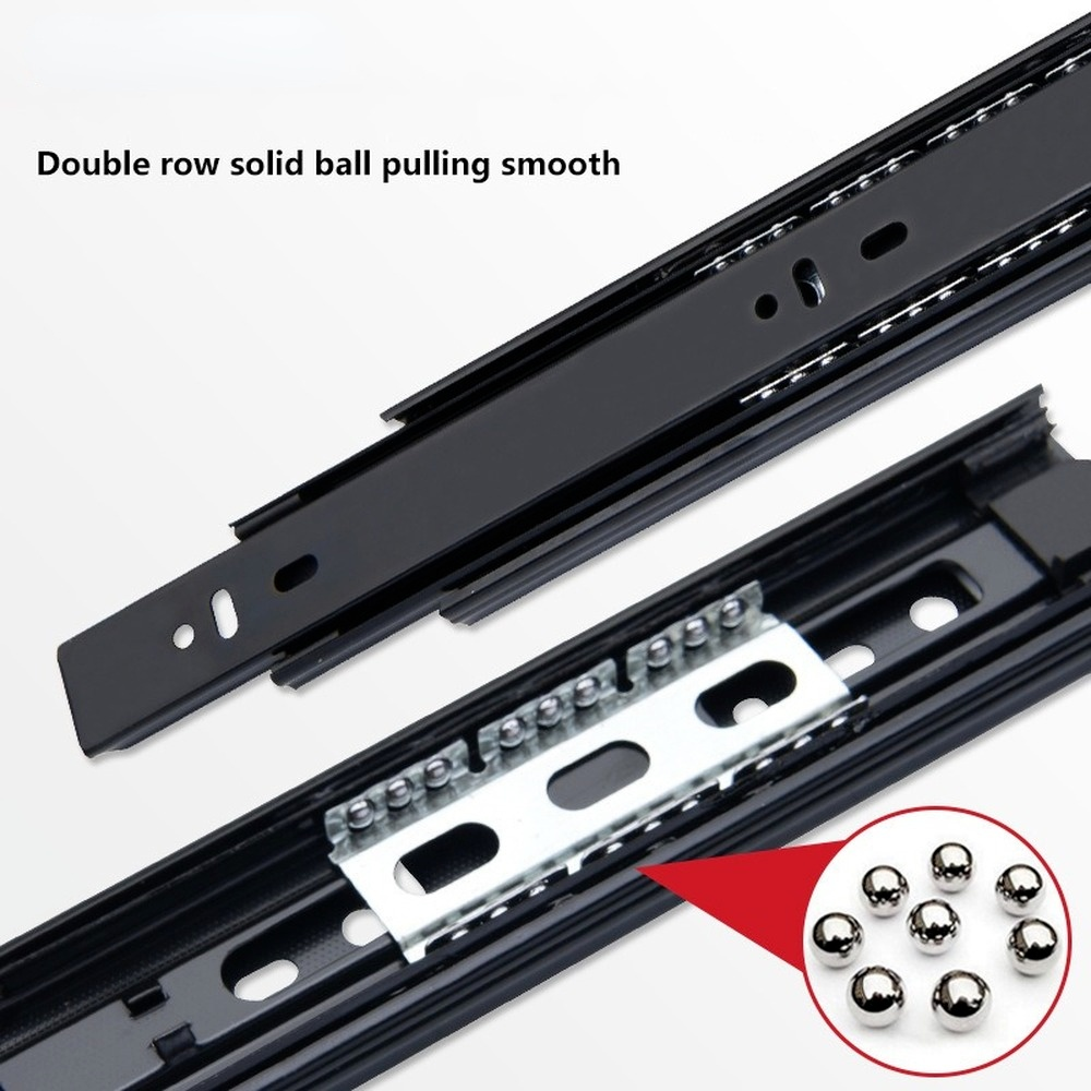 Drawer Slide Rail Thickened Slide Rail Three-Section Slide Rail 4510 Damping Buffer Rail Drawer Rail (A Pair Of 2 Pieces)