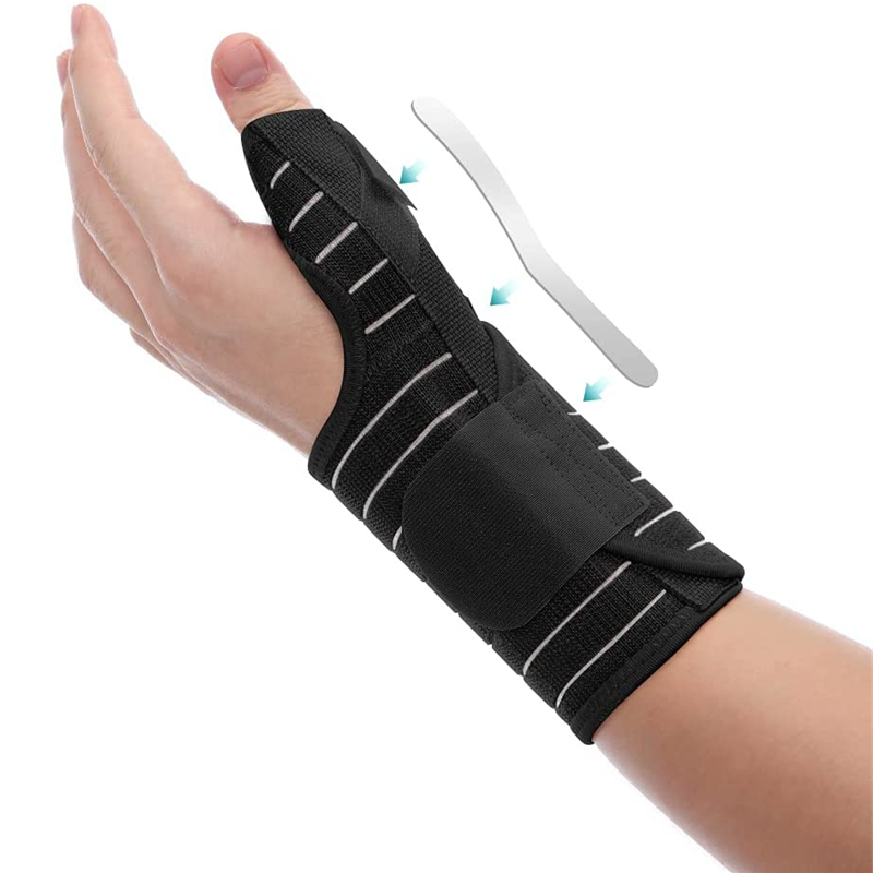 Ademend Pols Duim Brace Voor Mannen Vrouwen Verstelbare Metalen Spalk Duim Brace Voor Tendinitis Verstuikingen Carpaal Tunnel Pijn: Black-Left