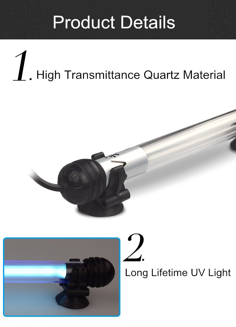 Zanurzeniowa UV lampa sterylizator światło ultrafioletowe filtr wodoodporny środek robić czyszczenia akwarium staw/oczko wodne koralowa ryba zbiornik 5w/7w/9w/11w