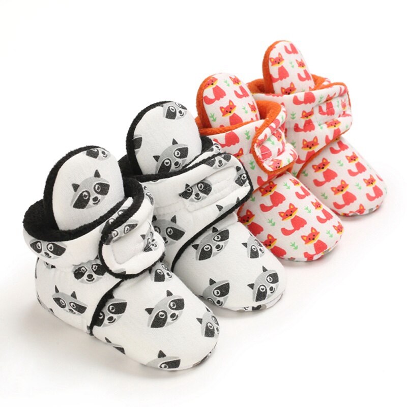 Bottes de Bébé Garçon Fille Dessin Animé Renard Imprimé Chaussures Chaudes Coton Bottine Bébé Fond Mou Première Marche Chaussures 0-18M