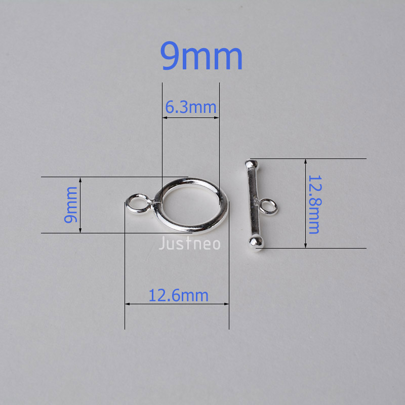 Solid 925 Sterling Silver Circle Toggle Clasp