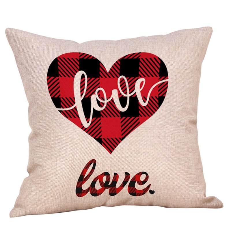 Valentine's Day Pillow Case Cotton Linen Square Pillowcases Sofa Waist Cushion Cover Boster Cases Home Decoration Casual Pillows: D