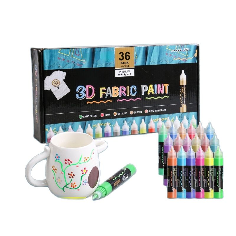 3D Three-dimensional Textile 24, 36 Color Acrylic Hand-painted Wall Paint Paint Set