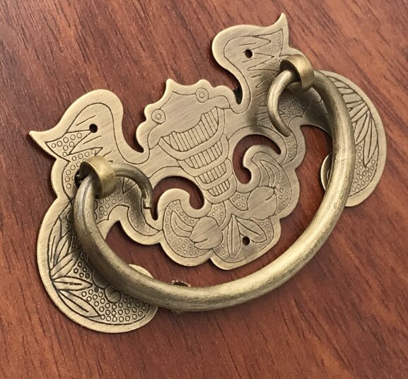Zuiver Koper Ladehandvat Moderne Chinese Retro Messing Dubbele Gat Massief Houten Meubels Accessoires Kleine Haretro Antieke Deur