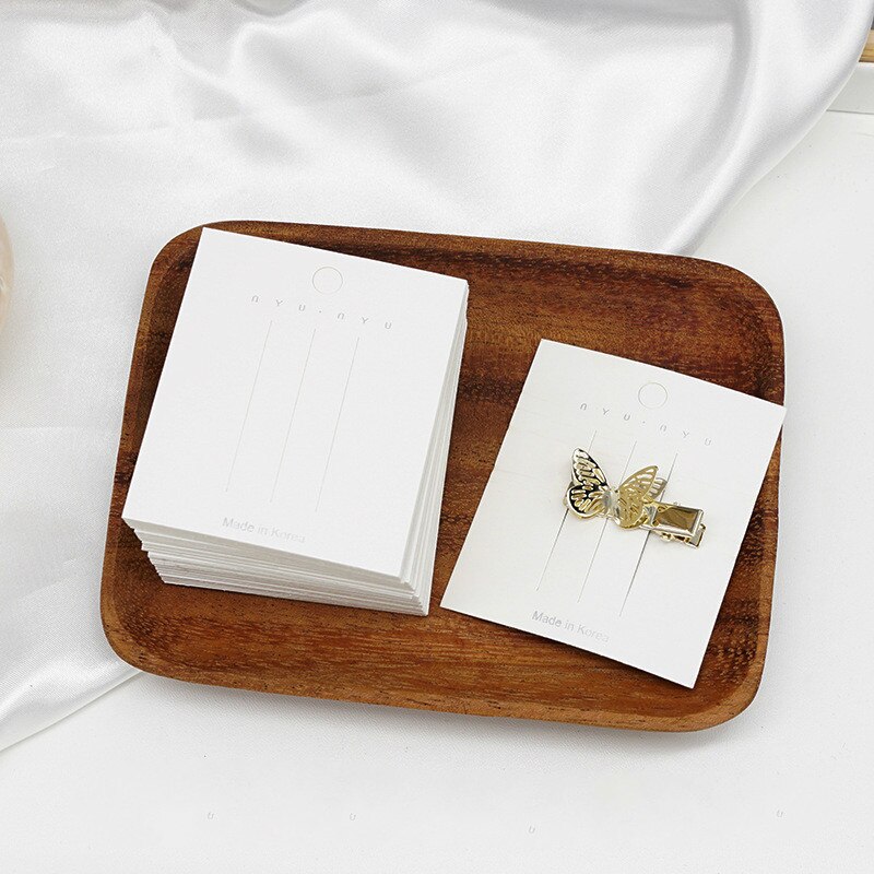 50Pcs Jewelry Display Card with Hang Tag Card White Blank Brooch Hair Clip Paper Cards Hair Accessories Holder Packaging Card: C