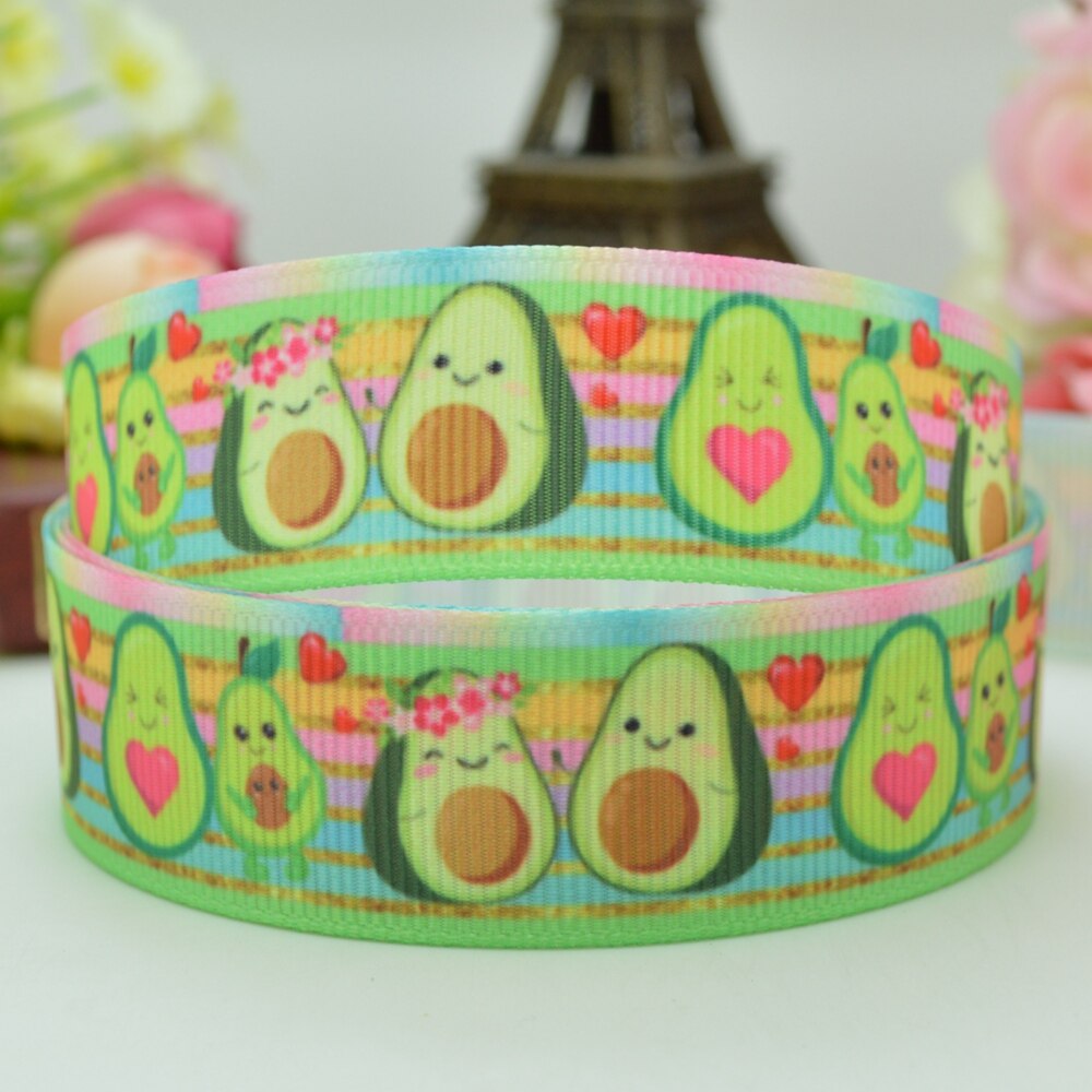 10 Yards 22Mm 7/8 "Fruit Avocado Lemon Gedrukt Grosgrain Lint Haar Boog Hoofddeksels Diy Haaraccessoires Retail