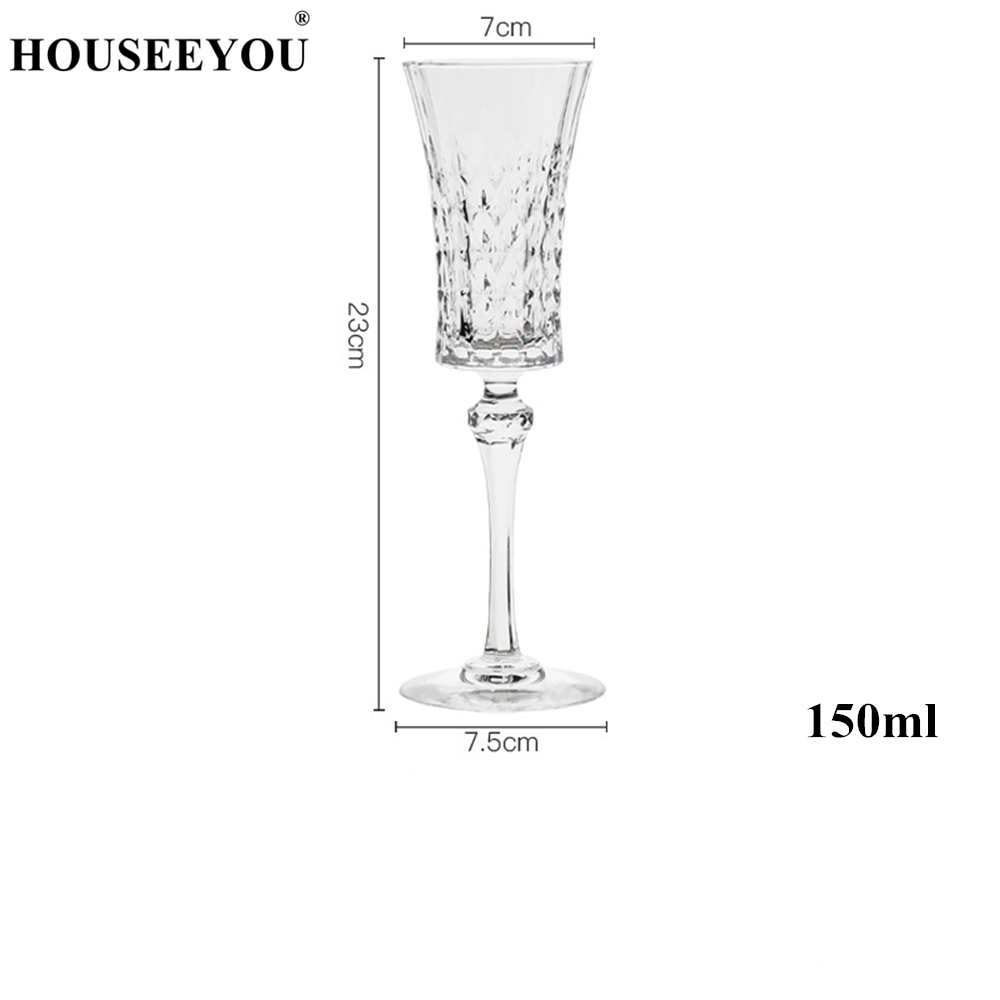 Husdu europeisk luksus retro utskåret krystallglass beger vinkopp champagne fløyter cocktail drikke bar restaurant verktøy: Gul