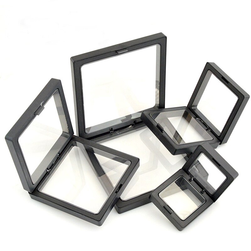 Lateefah-vitrinas de suspensión transparente, negro, 3D, álbumes, marco flotante, caja de exhibición, caja de joyería, collar, soporte de almacenamiento,