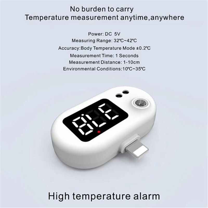 Mini thermomètre infrarouge portatif d'usb avec la prise de type-c/Android/Apple pour le thermomètre numérique de téléphone Portable de Xiaomi/iPhone X/11/12