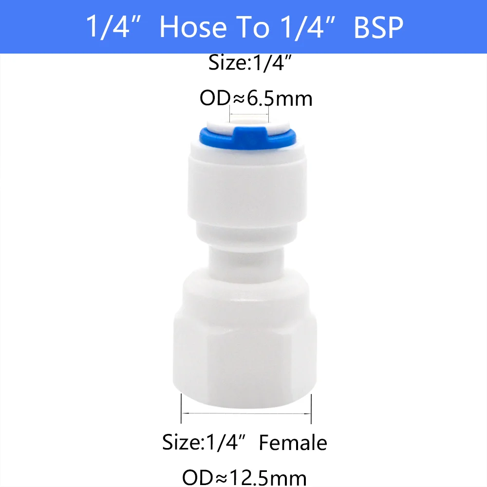 Aquarium Connector - Female Thread Adapter - Straight Combination Tube - Plastic: WHITE