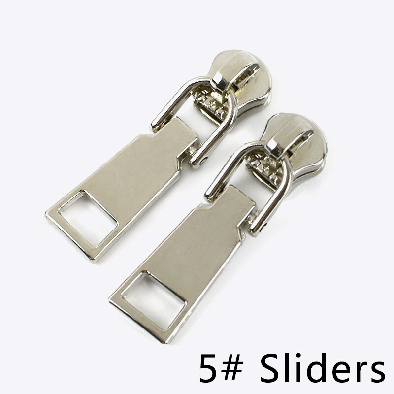 Meetee-deslizadores de cremallera para chaquetas con cremallera de Metal, Kit de reparación de cremalleras con cabeza extractora, accesorio de costura, 20 piezas, 3 #5 #: Silver-No5