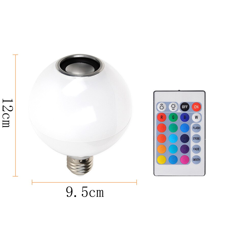 Smart E27 12W Ampoule LED Bulb RGB Light Wireless Bluetooth Audio Speaker Music Playing Dimmable Lamp with 24 Key Remote Control: Type 2