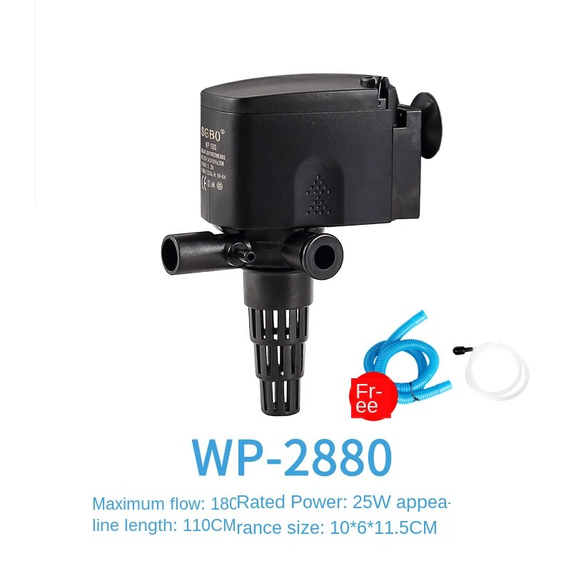 Fish tank submersible pump aquarium mute multi-function filter 3-in-1 small circulating oxygen pump water pump pond 220-240V: WP-2880 25W