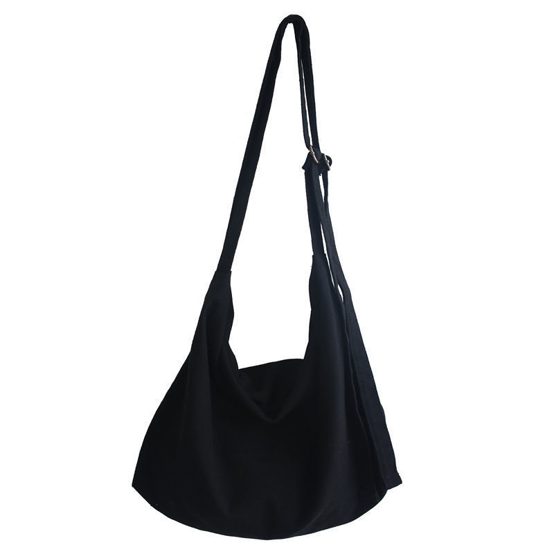 Teenager High Street Canvas Fabric Big Capacity Slouchy Bag 2022 Female Large Size Casual Soft Cotton Cloth Shoulder Bag: black