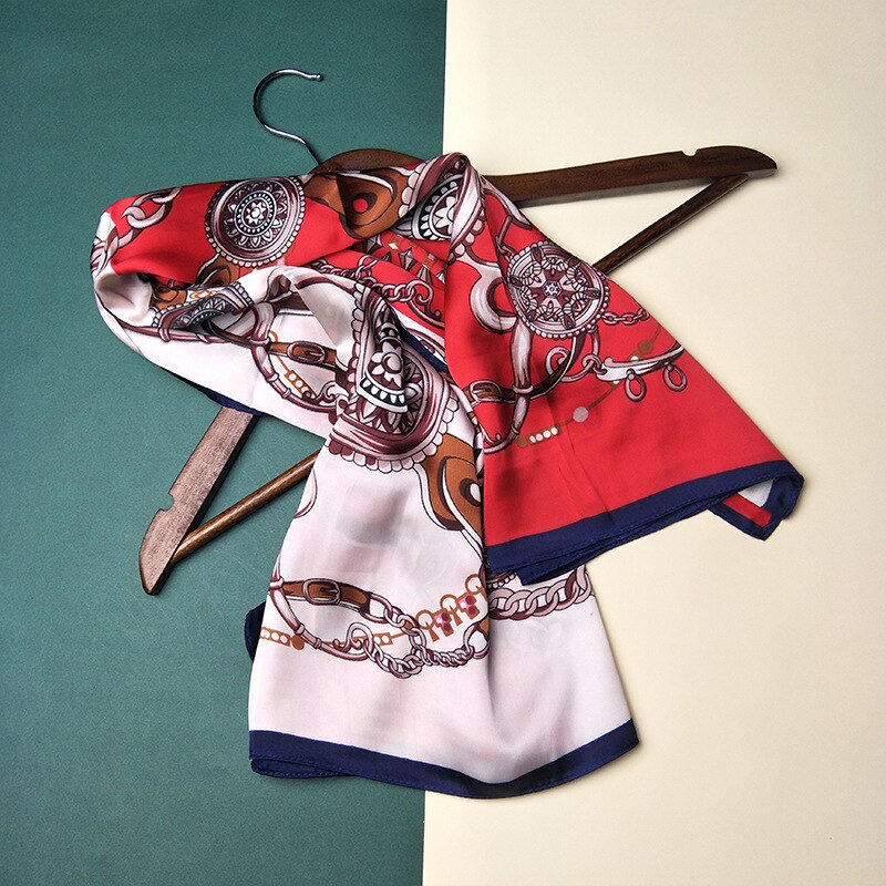 90*90cm top silke superior kæde tørklæder kvinder foulard firkantet hijab tørklæde dame sjal wrap lydpotte pareo kvinde hijab