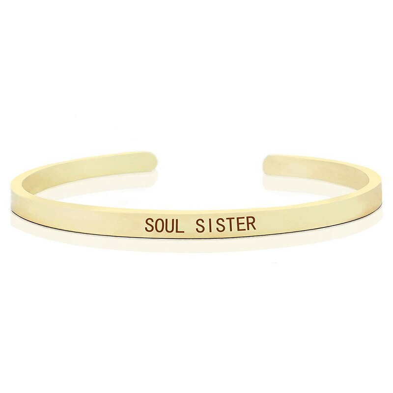 Beste Vriend & Zusters Armband Goud Kleur Gegraveerd Manchet Armband Zusje Grote Zus Sieraden Verjaardagscadeaus: soul sister