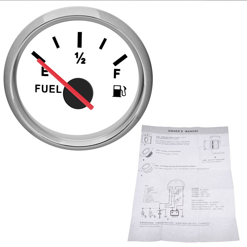 52mm Fuel Level Gauge 0~190 ohm 240~33 ohm Waterproof Oil Level Gauge Meter For Universal Boat Car Truck Marine