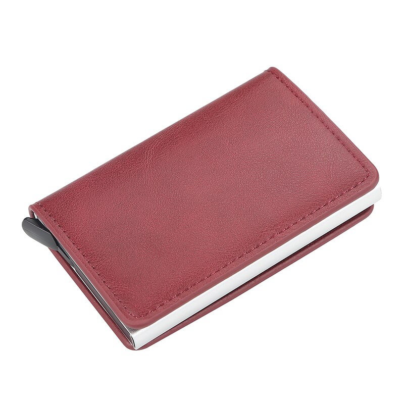 Man Vrouwen Smart Wallet Visitekaarthouder Rfid Portemonnee Aluminium Metal Credit Business Mini Card Wallet: red